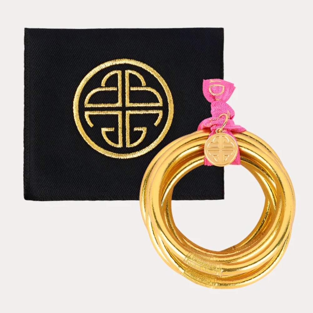 BuDha Girl GOLD ALL WEATHER BANGLES (SET OF 3) - SERENITY PRAYER